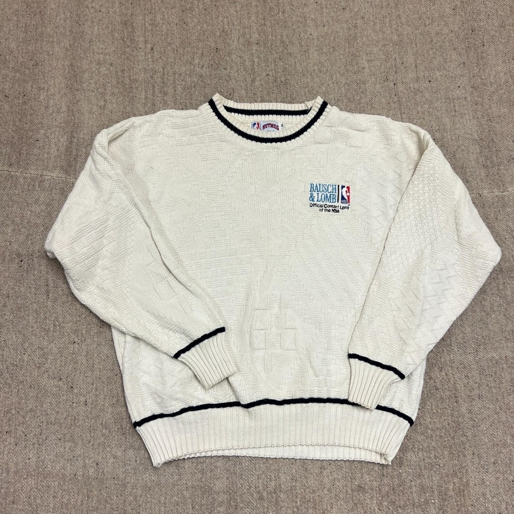 Vintage Bausch & Lomb NBA Sweater Mens XXL White 1990s Nutmeg